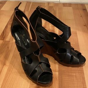 Cole Haan Black and Brown Strappy Heels